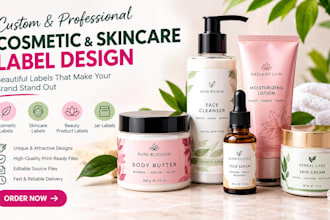 design cosmetic label, skincare labels, beauty product labels and jar labels