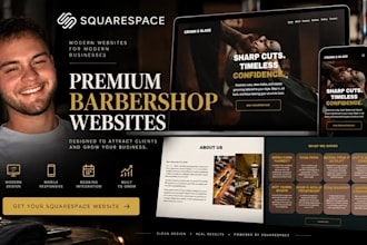design a premium squarespace barber shop website with online booking