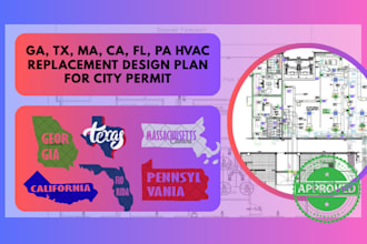ga, tx, ma, ca, fl, pa hvac replacement design plan for city permit