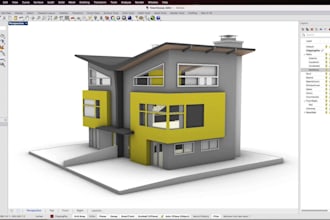 design barndominium exterior, sketchup rhino 3d model,3d architectural rendering
