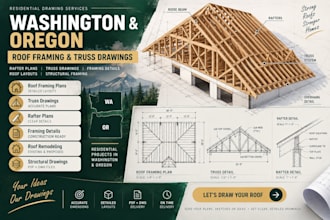create washington and oregon roof framing truss drawings and rafter plans