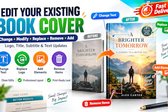 change modify replace remove add logo or text your existing book cover