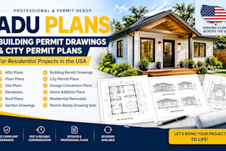 create adu plans, building permit drawings and city permit plans for USA