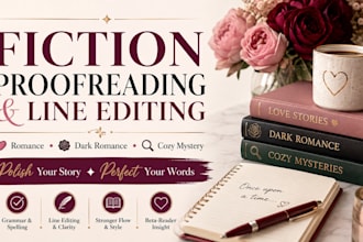 proofread your romance, dark romance, cozy mystery with line editing