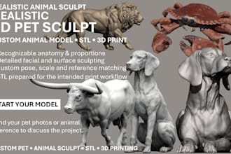 sculpt 3d realistic animal pet model 3d animal pet figurines stl files 3d print
