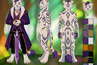 design a custom furry reference sheet or anthro character ref sheet sona fursuit