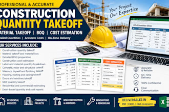 prepare construction quantity takeoff boq material takeoff and cost estimate