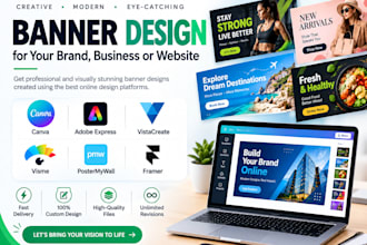 design canva adobe express vistacreate visme  postermywall framer banner website