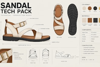 create shoe patterns, grading and tech packs for footwear manufacturing