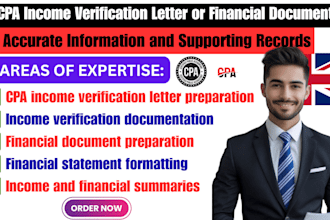 prepare CPA income verification letters and financial documents