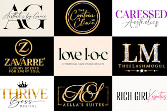 design luxury feminine beauty cosmetics logo brand identity design, branding kit