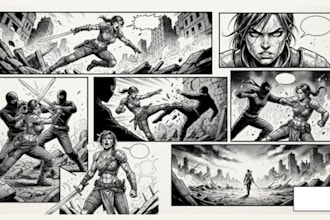 create custom comic book art, comic illustration, manga panels and character art