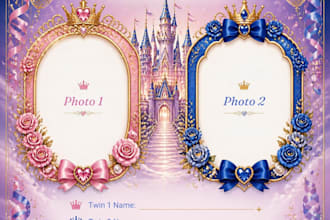 luxury twins birthday invitation