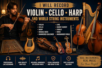 record violin, fiddle, cello, harp, contrabass, hurdygurdy, dulcimer, lyre, koto