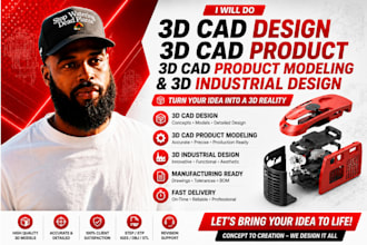 do 3d cad product design, 3d product design, 3d model in solidworks and autocad
