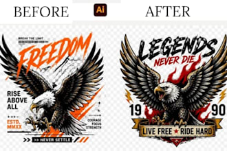 vectorize t shirt sticker htv, merch designs into clean print ready vector files