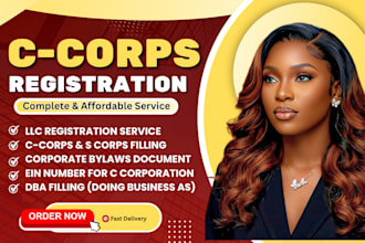 incorporate c corps in wyoming or delalware with ein, corporate bylaws, and dba