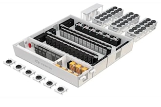 render 3d ai data center, industrial warehouse, 3d factory, serve room design