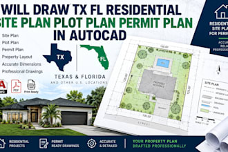 draw tx fl residential site plan plot plan permit plan in autocad