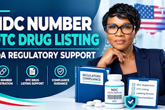 provide fda ndc registration, otc drug listing and spl support