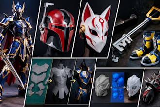 create wearable cosplay, armor, mask, props and eva foam design