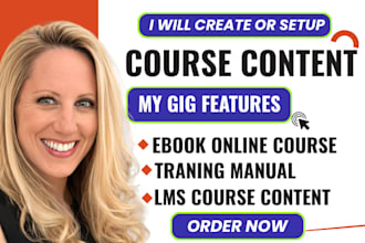 create ebook online course, traning manual, lms course content and lesson plan