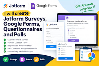 create jotform surveys, google forms, survey monkey, questionnaires and polls