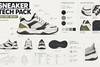 create a detailed sneaker tech pack for manufacturing