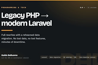 migrate your legacy PHP project to a modern laravel rewrite