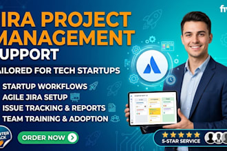 provide jira project management support for tech startups