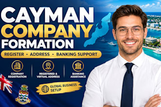 register your cayman islands company with address and banking support