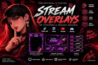 design a custom tiktok live and gaming stream overlay