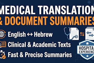 provide medical translation, content summary, and editing