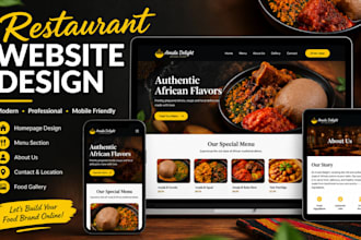 design a modern restaurant, food and african cuisine website