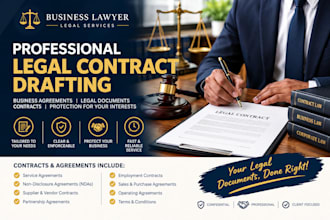 be your US attorney, business lawyer and draft legal contracts or agreements