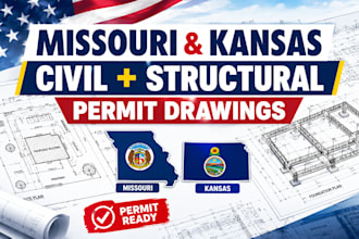 prepare missouri and kansas civil structural permit drawings