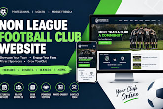 create a professional non league football club website with fixtures and results