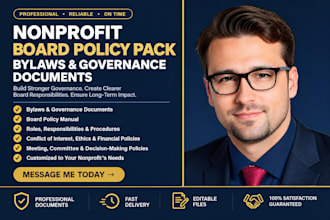 create a nonprofit board policy pack, bylaws and governance documents