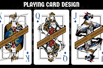 design custom poker cards, blackjack, playing card deck, card game art