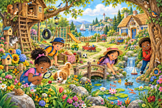 create childrens spot the difference puzzle illustrations