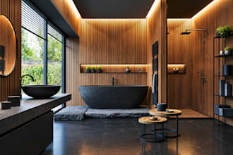 do interior design for bathroom, master bathroom, living room, kitchen, bedroom