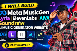 build meta musicgen lyric elevenlabs aiva soundraw ai music generator website