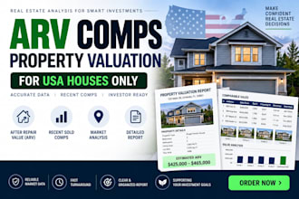 provide arv comps and property valuation for USA houses
