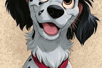 draw disney pets portrait illustration