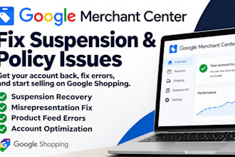 fix google merchant center suspension, misrepresentation and feed errors