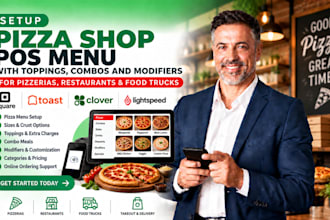setup pizza pos menu with toppings, combos and modifiers