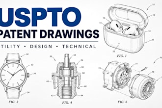 create uspto patent drawings, utility and design patent illustrations