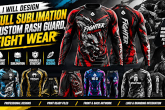 design full sublimation custom rash guard, fight wear