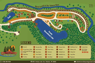 create a campground map, rv park map, resort map and holiday park site plan