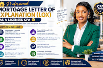 write a professional mortgage letter of explanation lox as a licensed CPA